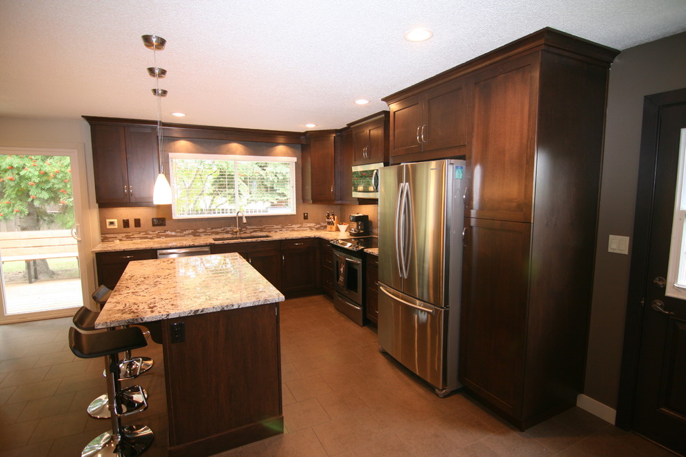 Inspiration for a rustic kitchen remodel in Calgary