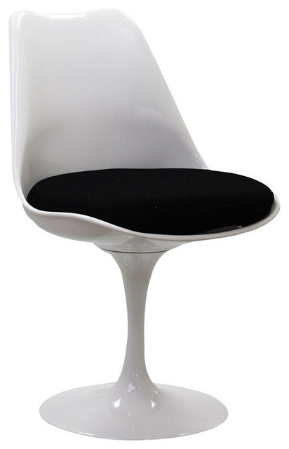 Tulip Side Chair Modern White With Black Cushion Midcentury Tulip Side Chair Modern White With Black Cushion Midcentury Dining Chairs By Macer Home Decor Inc