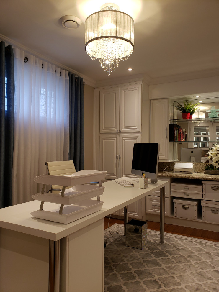 Design ideas for a contemporary home office in Montreal.