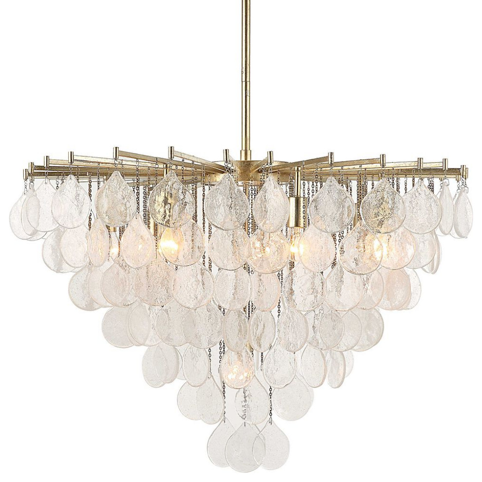 Modern Tear Drop Pendant Seeded Glass Chandelier 8 Light 38 in Elegant ...