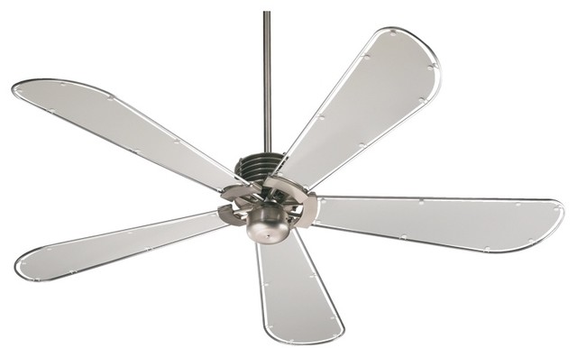 Contemporary 60" Quorum Dragonfly Collection Nickel Finish Ceiling Fan