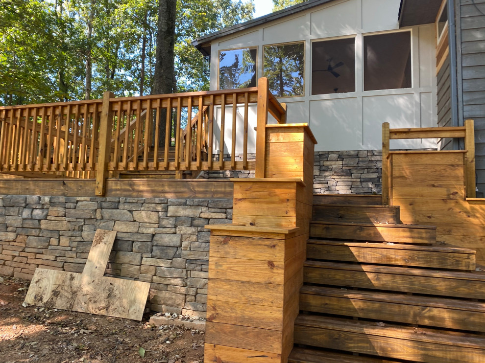 Example of a mountain style deck design in Atlanta