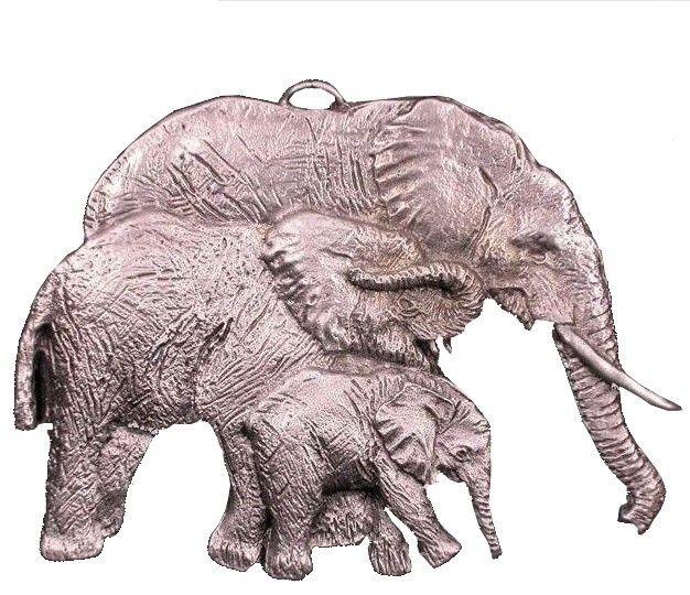 Elephant Family Pewter Ornament Tropical Christmas Ornaments by