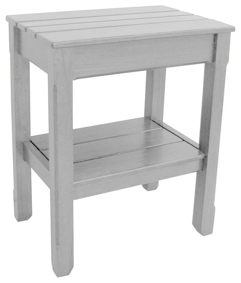 New Side Table Gray Painted Hardwood Planked