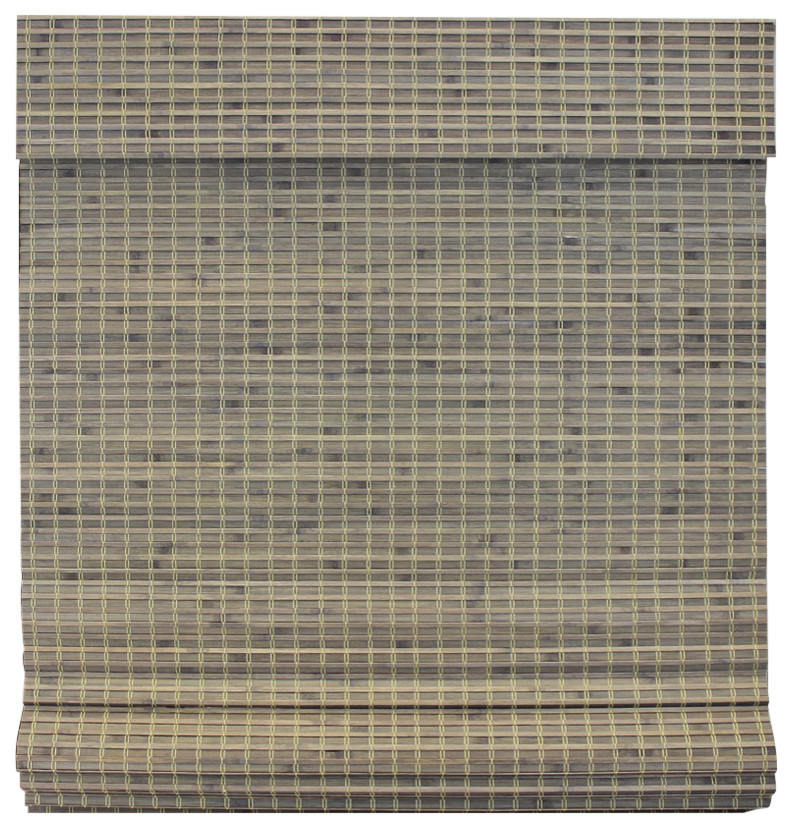 Radiance Cordless Privacy Weave Bamboo Roman Shade, Driftwood 36"x64"