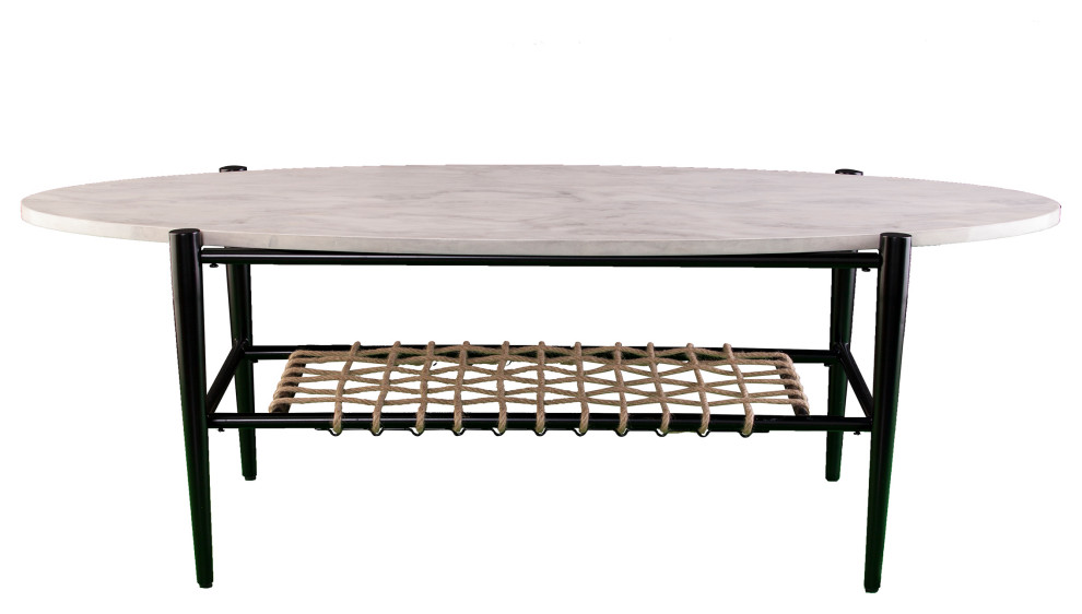 Bideford Faux Marble Cocktail Table Beach Style Coffee Tables by