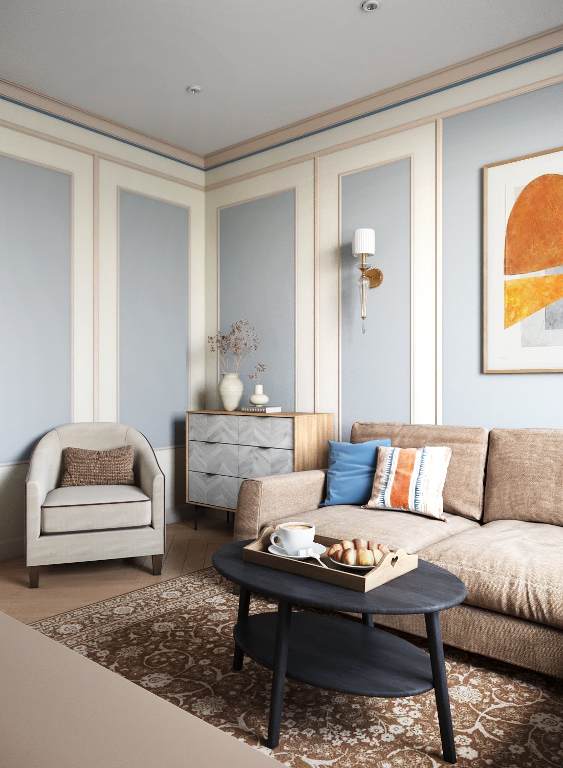 Квартира в голубых оттенках