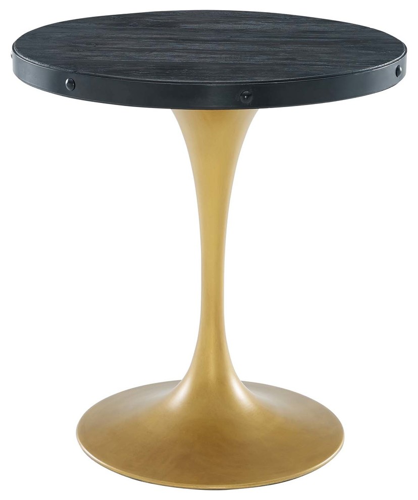 Drive 28" Round Wood Top Dining Table, Black Gold