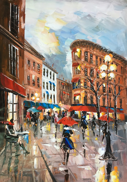 Rainy Paris Streets X Oil Painting Print On Wrapped Canvas Modern Fine Art Contemporary Prints And Posters By International Image Canvas Houzz Rainy Paris Streets X Oil Painting Print On Wrapped Canvas Modern Fine Art Contemporary Prints And Posters By International Image Canvas Houzz