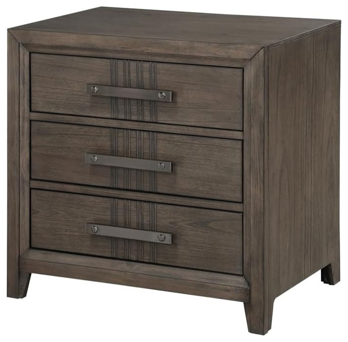 Traditional Nightstand, Pine Wood Construction With 3 Dovetailed