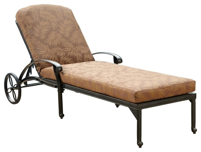 Home Styles Floral Blossom Chaise Lounge Chair with Cushion in a Charcoal Finish