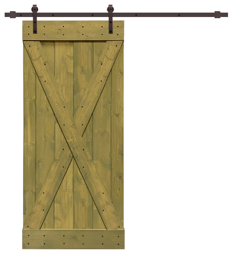 TMS X Series Barn Door With Sliding Hardware Kit, Jungle Green, 38"x84"