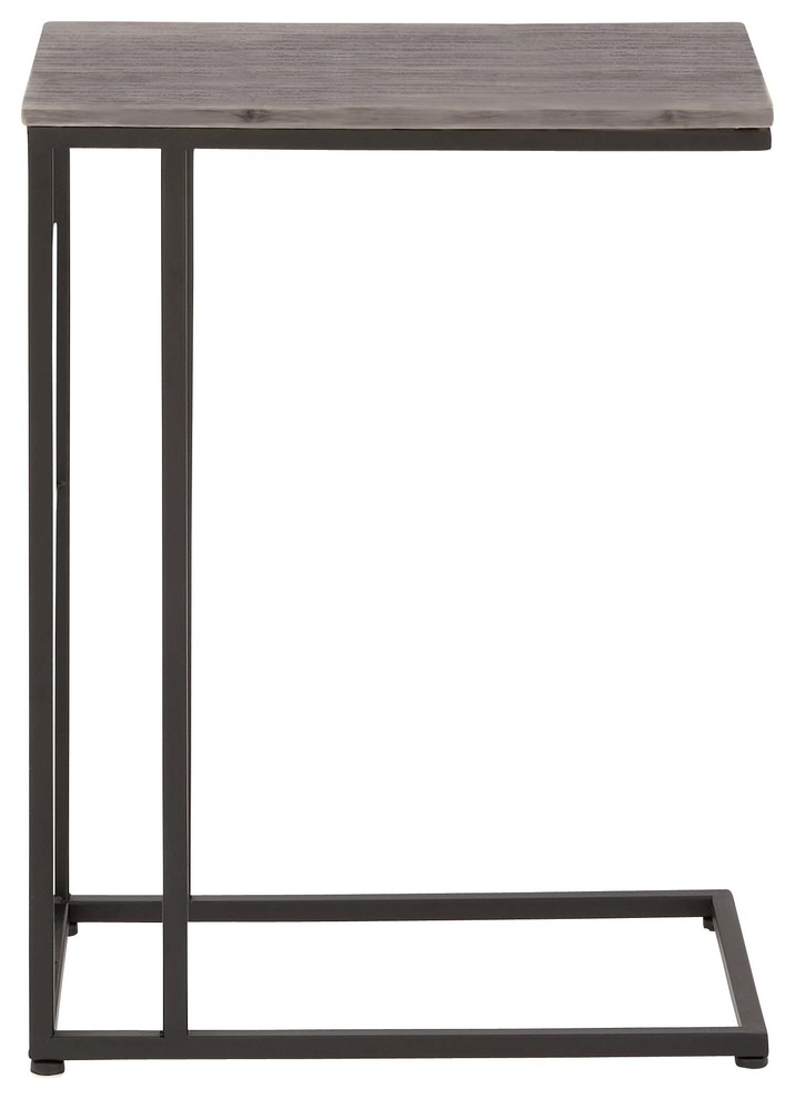 Contemporary Rectangular Iron And Wood Accent Table Brown Black Contemporary Rectangular Iron And Wood Accent Table Brown Black
