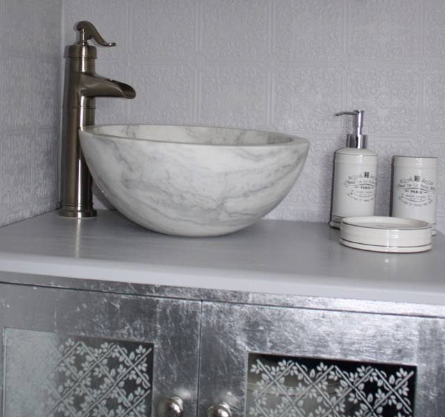 Small Vessel Sink Bowl Honed White Marble Contemporary