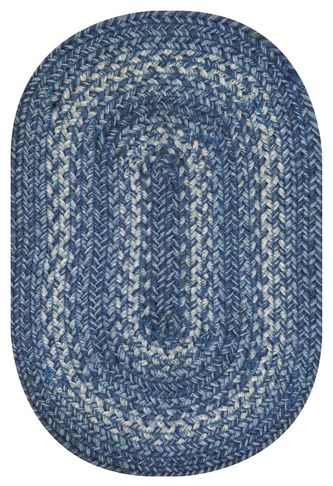 Homespice Decor Denim Jute Braided Rug (Oval), 27" x 45" Contemporary