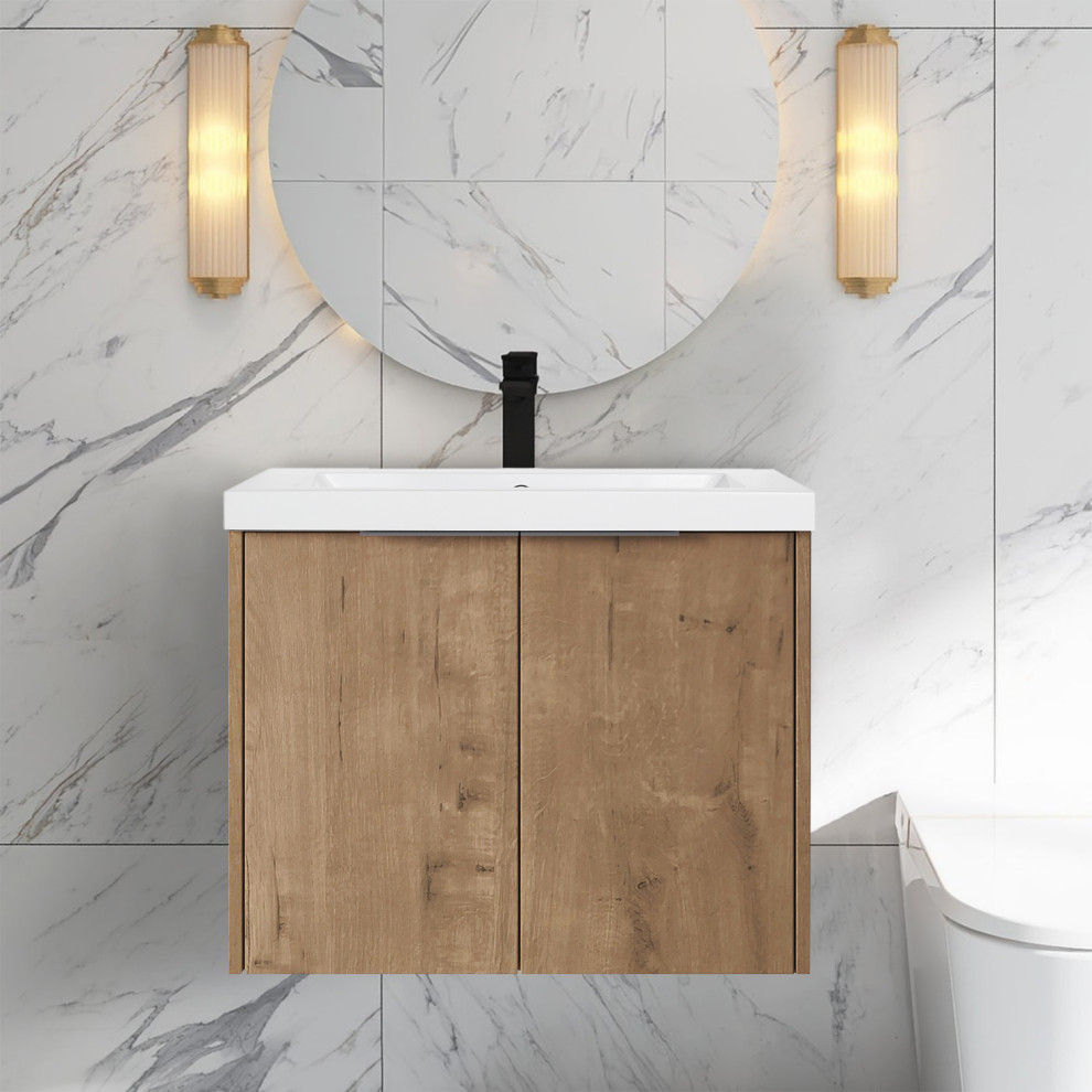 Floating Bathroom With Sink and Soft Close Doors, 24" Modern