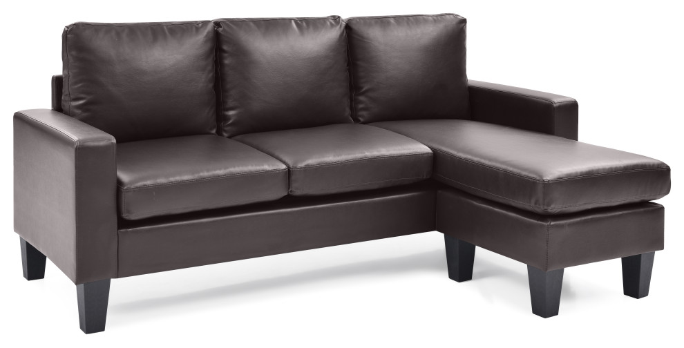 Ukiah Sofa Faux Leather Chaise Contemporary Sectional Sofas by