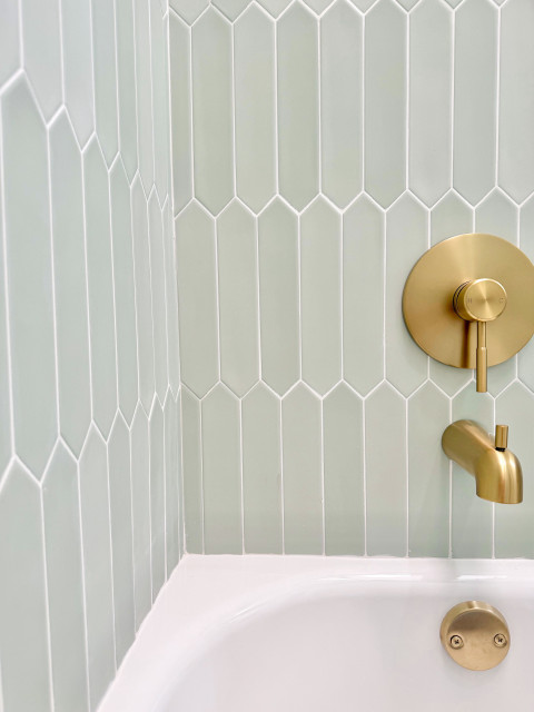 Mid Century Modern Sage Bathroom 