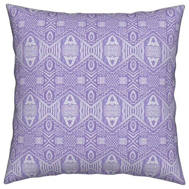 Purple Geometric Teal Abstract Throw Pillow Cover w Optional Insert by Roostery