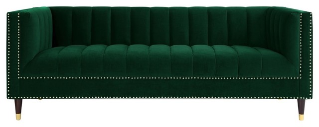 Nicole Miller Althea Velvet Channel Tufted Nailhead Trim ...