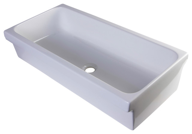 Alfi Brand Ab36tr 36 White Above Mount Porcelain Bath Trough Sink Contemporary Bathroom Sinks By Bath4all Mount Porcelain Bath Trough Sink