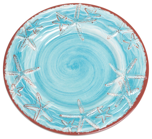 Galleyware Raised Starfish Melamine Dinner Plates Beach Style