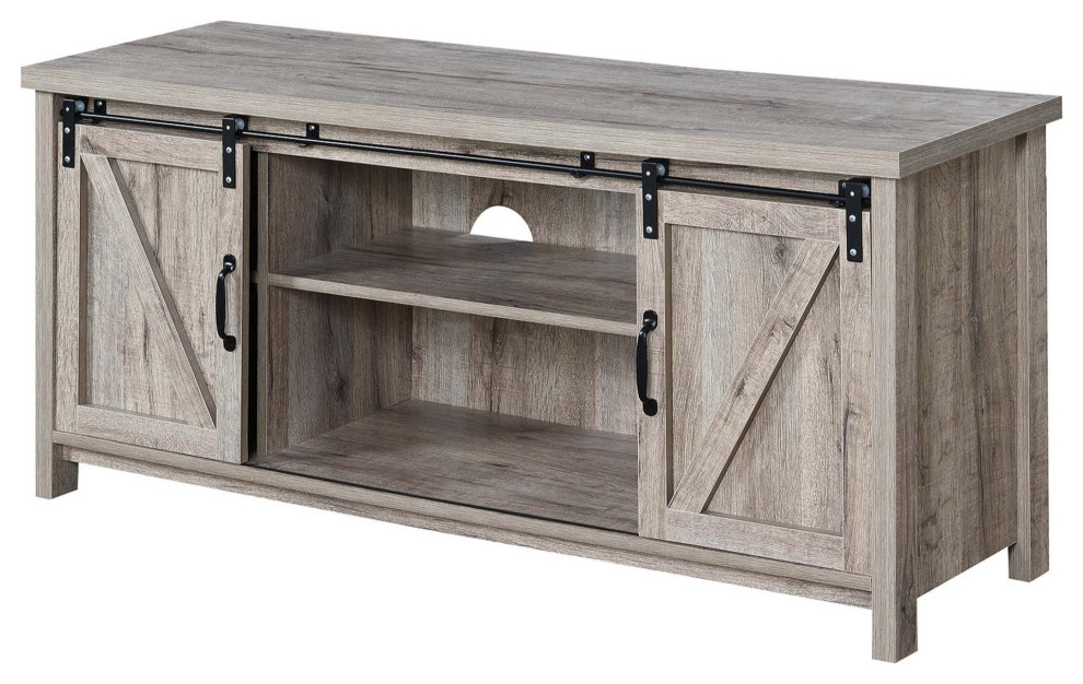 Blake Barn Door Tv Stand With Shelves And Sliding Industrial