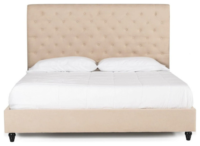 Maggie Beige Fabric Bed, King