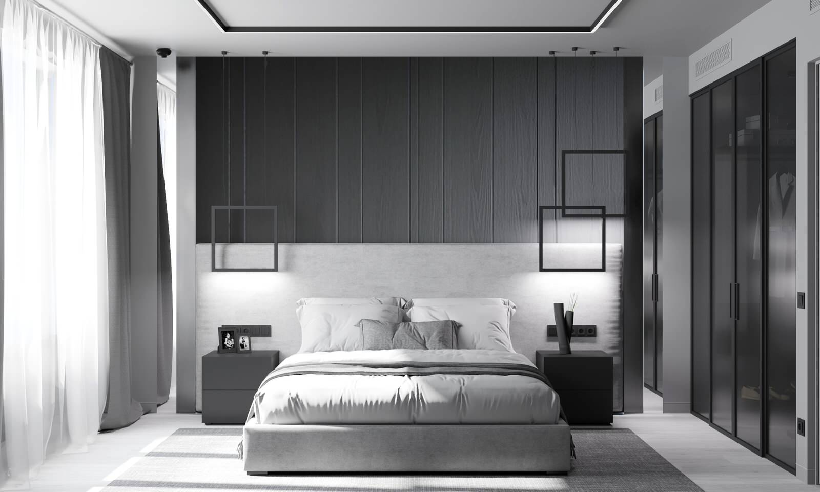 Спальня из проекта квартиры в ЖК "THE MID" 80 м2