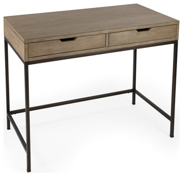 UrbanPro Modern Wooden Desk with Drawers in Brown Industrial Desks