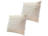 Noble House Armitage Cotton Pillow Cover in Taupe and White (Set of 2)