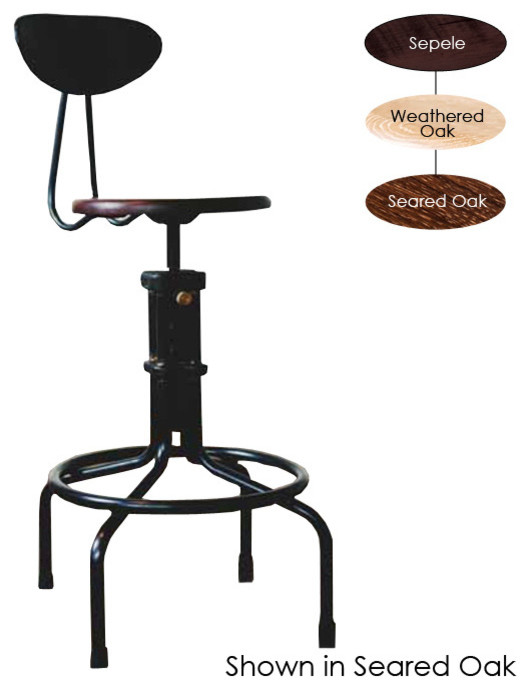V19C-B Counter Stool with Backrest, Seared Oak