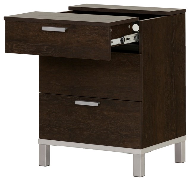 Nightstand With Charging Station In Brown Oak Finish Nightstand With Charging Station In Brown Oak Finish