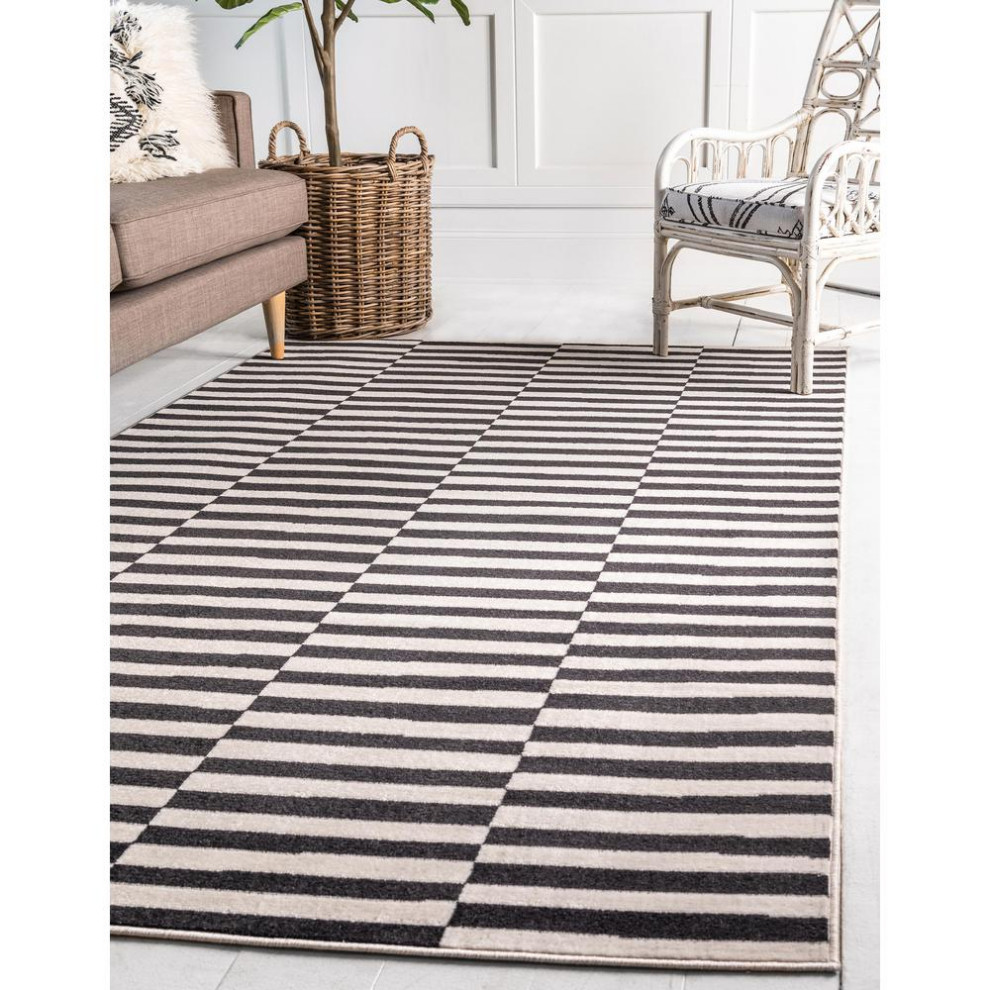 Unique Loom Striped Williamsburg Rug, 10'x13' Contemporary Area Rugs by BisonOffice Houzz