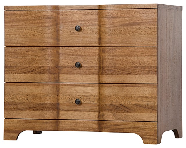 38" Wide Chest Dresser Solid Walnut Wood Dark Brown Finish 3 Drawer