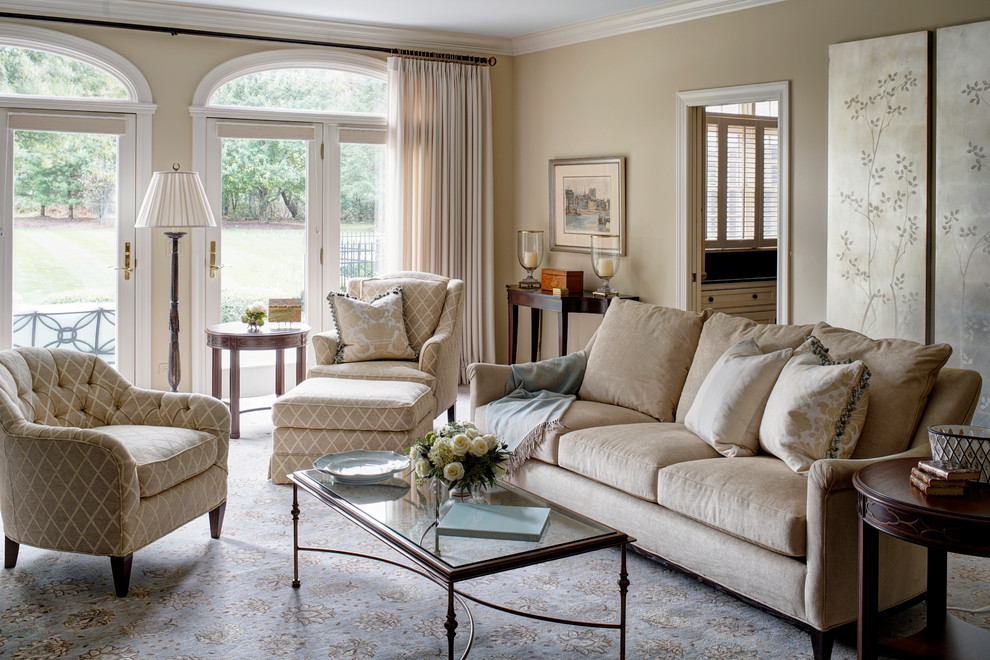 Grand Traditional Interior Decor in Wayne, IL - Traditional - Living ...