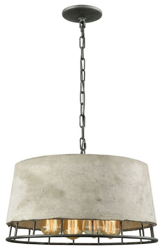 Modern Contemporary Four Light Chandelier in Silver Dust Iron Finish