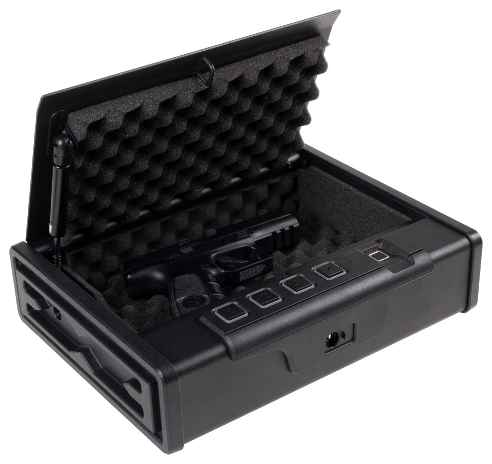 Desk Mount Gun Safe HeavyGauge Steel Lock Box Holds 2 Handguns