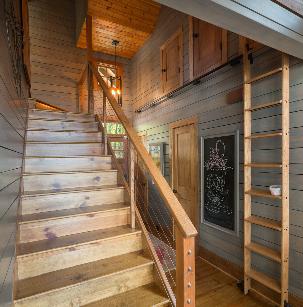 Lake Norman Cottage Rustic Staircase Charlotte by Mcclure