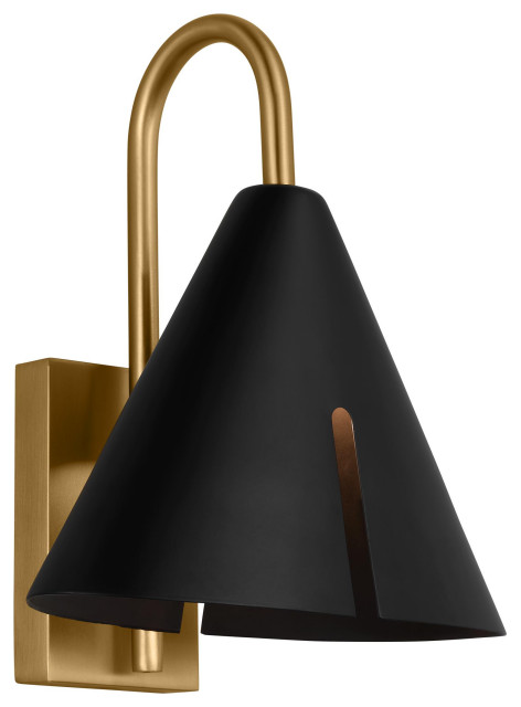 Cambre Small Task Sconce, Midnight Black and Burnished Brass ...
