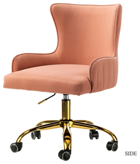 Back Channel Blush Pink and Gold Rolling Office Chair Contemporary