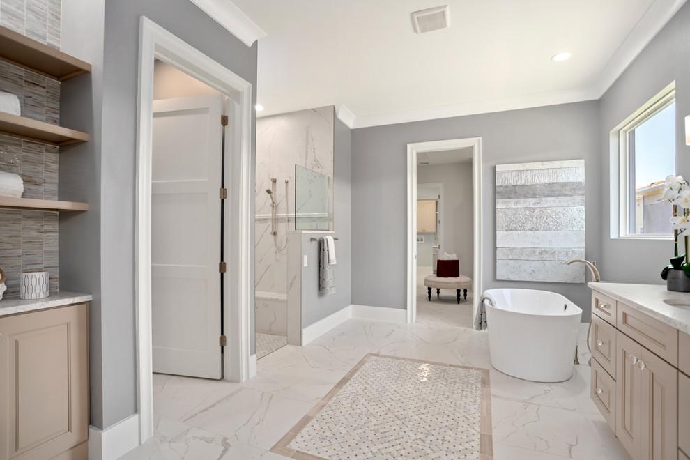 This is an example of a large transitional bathroom in Orlando.