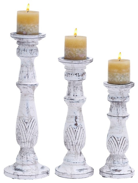 Wood Candle Stand, 3-Piece Set, 18", 15", 12"