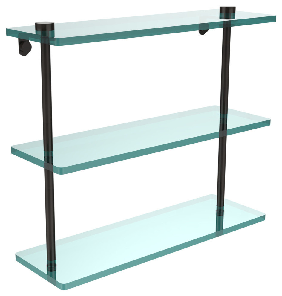 NS5/16ORB 16" Triple Tiered Glass Shelf, Oil Rubbed Bronze