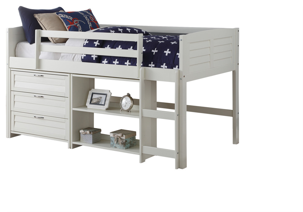 Louver Low Loft White Transitional Loft Beds by Virventures Houzz
