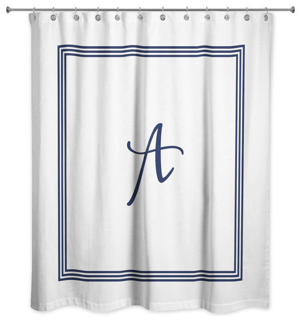 Navy and White Monogrammed Shower Curtain - Contemporary ...