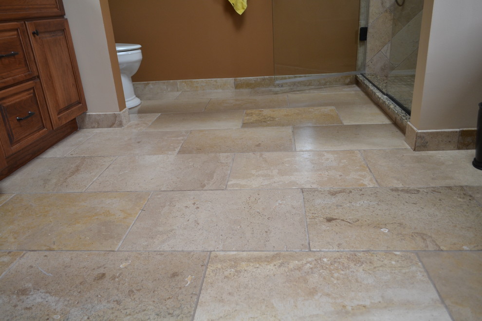 Travertine tile baseboard