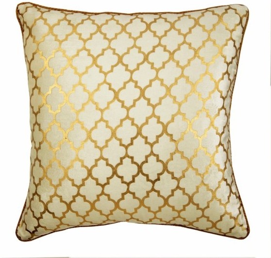Gold Throw Pillow Cover Ivory And Gold Foil Printed Velvet