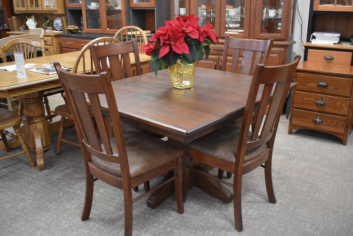 Mission Single pedestal dining set