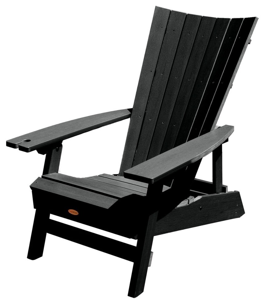 Manhattan Adirondack Chair With Wine Glass Holder, Black